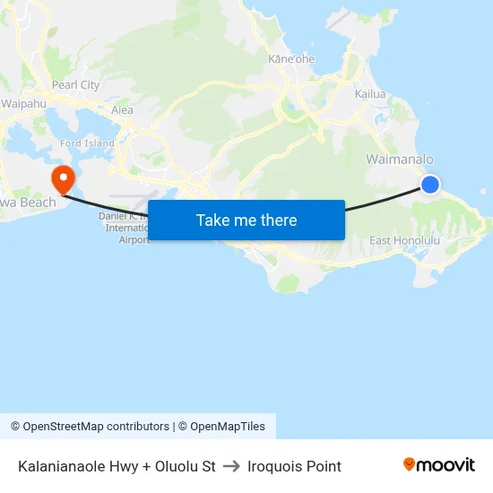 Kalanianaole Hwy + Oluolu St to Iroquois Point map