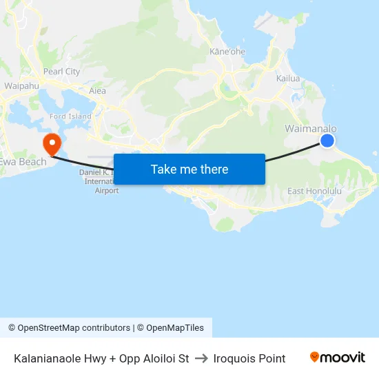 Kalanianaole Hwy + Opp Aloiloi St to Iroquois Point map
