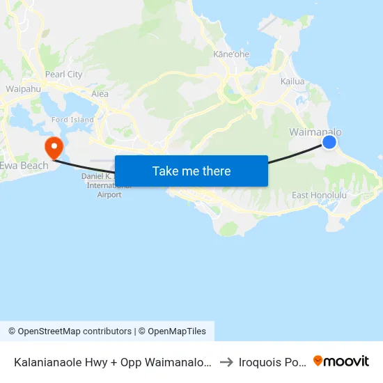 Kalanianaole Hwy + Opp Waimanalo Bay to Iroquois Point map