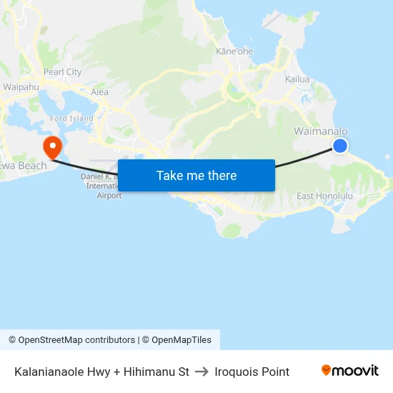 Kalanianaole Hwy + Hihimanu St to Iroquois Point map