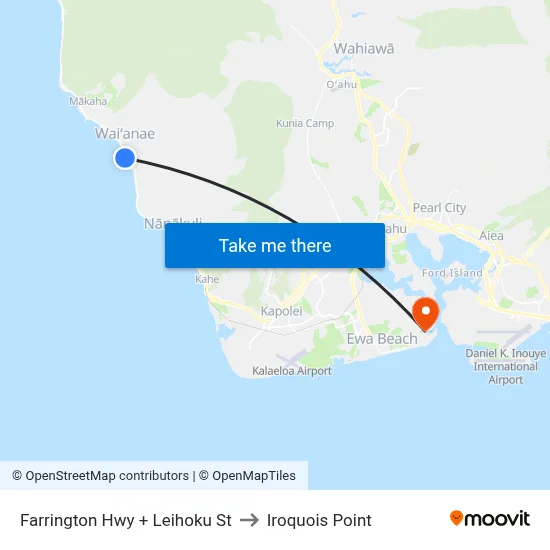 Farrington Hwy + Leihoku St to Iroquois Point map
