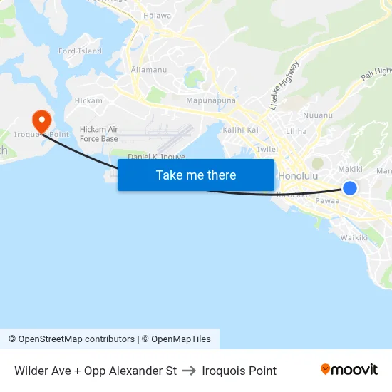 Wilder Ave + Opp Alexander St to Iroquois Point map