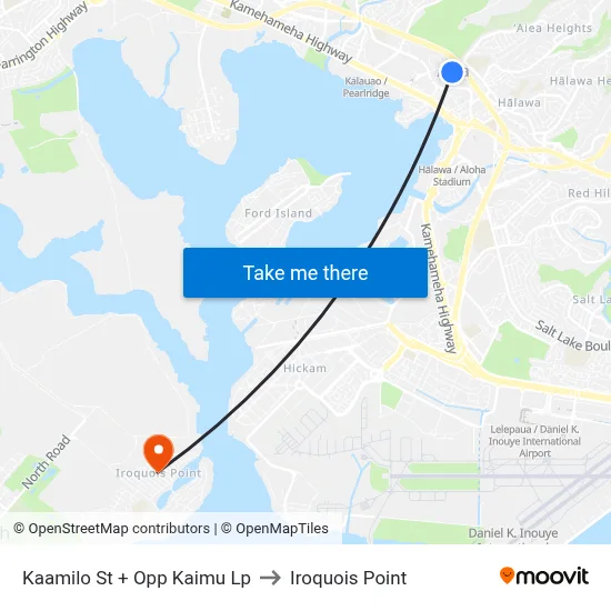 Kaamilo St + Opp Kaimu Lp to Iroquois Point map