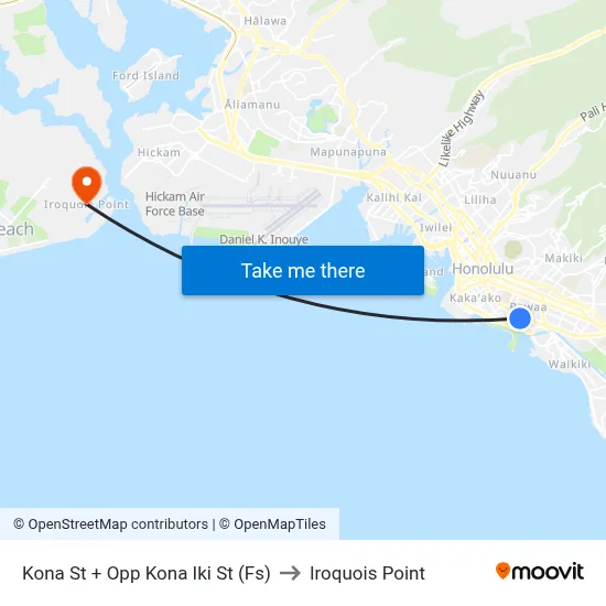 Kona St + Opp Kona Iki St (Fs) to Iroquois Point map