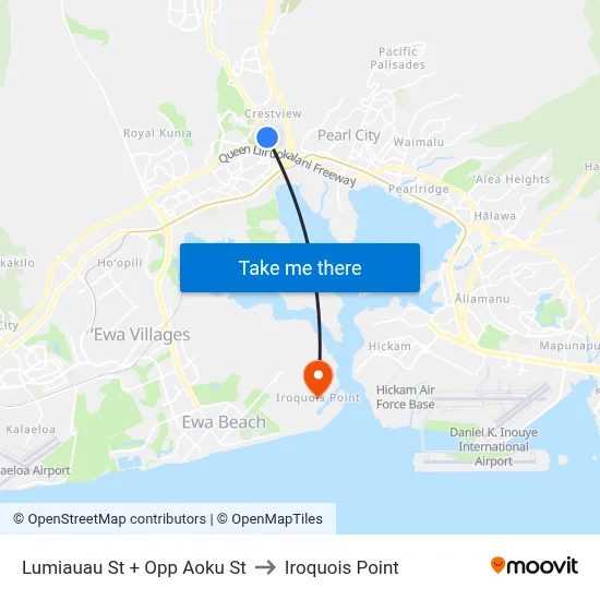 Lumiauau St + Opp Aoku St to Iroquois Point map