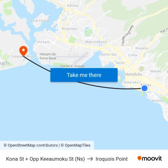 Kona St + Opp Keeaumoku St (Ns) to Iroquois Point map