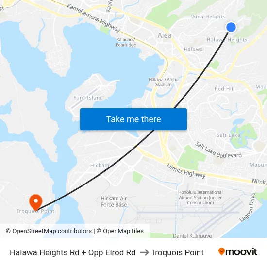 Halawa Heights Rd + Opp Elrod Rd to Iroquois Point map