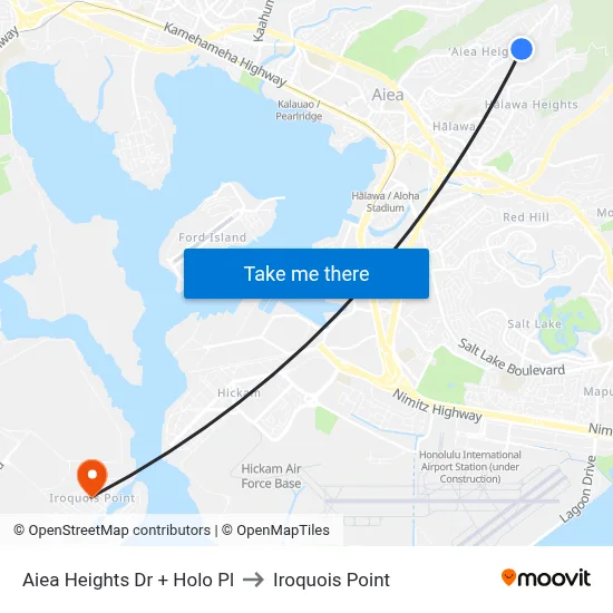 Aiea Heights Dr + Holo Pl to Iroquois Point map