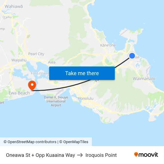 Oneawa St + Opp Kuaaina Way to Iroquois Point map