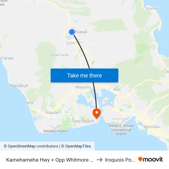 Kamehameha Hwy + Opp Whitmore Ave to Iroquois Point map
