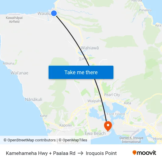 Kamehameha Hwy + Paalaa Rd to Iroquois Point map