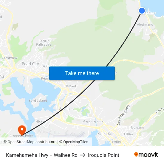 Kamehameha Hwy + Waihee Rd to Iroquois Point map