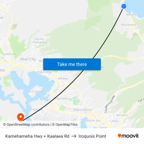 Kamehameha Hwy + Kaalaea Rd to Iroquois Point map