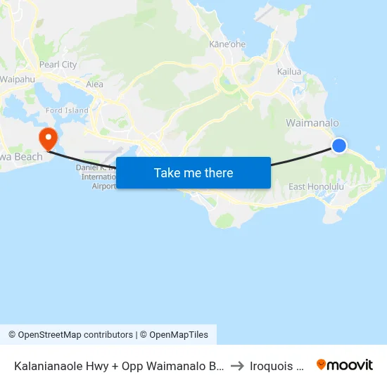 Kalanianaole Hwy + Opp Waimanalo Beach Park to Iroquois Point map