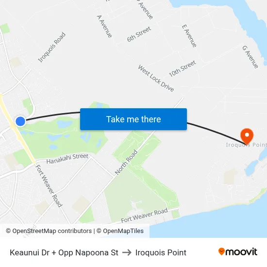 Keaunui Dr + Opp Napoona St to Iroquois Point map