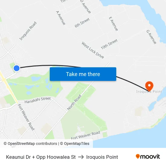 Keaunui Dr + Opp Hoowalea St to Iroquois Point map