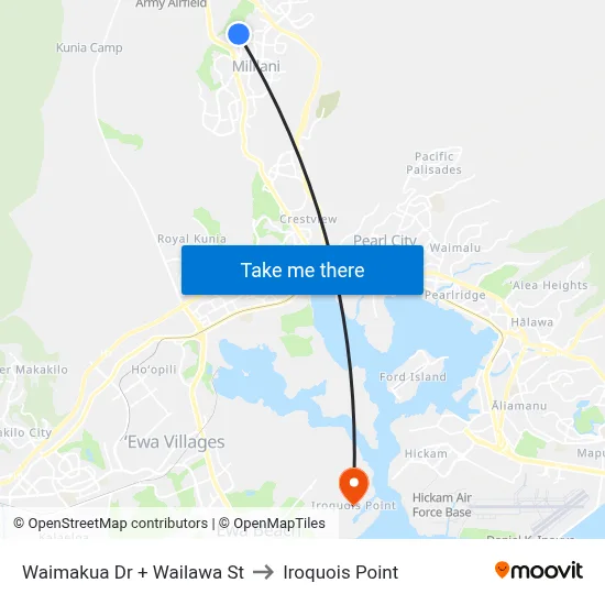 Waimakua Dr + Wailawa St to Iroquois Point map