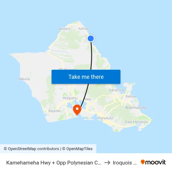 Kamehameha Hwy + Opp Polynesian Cultural Center to Iroquois Point map