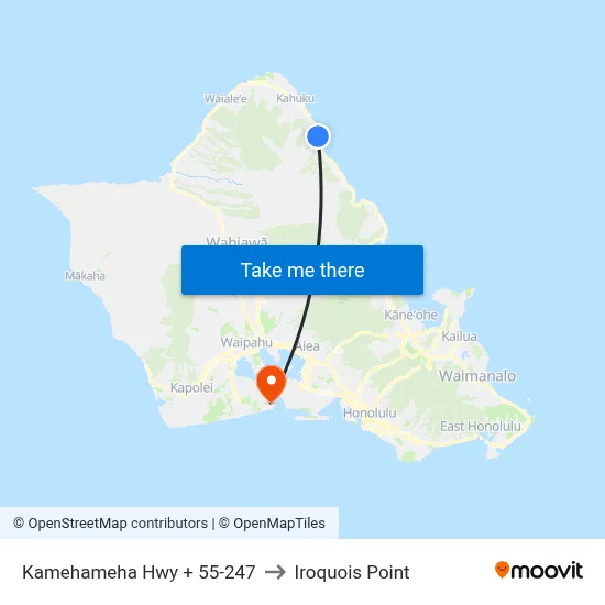 Kamehameha Hwy + 55-247 to Iroquois Point map