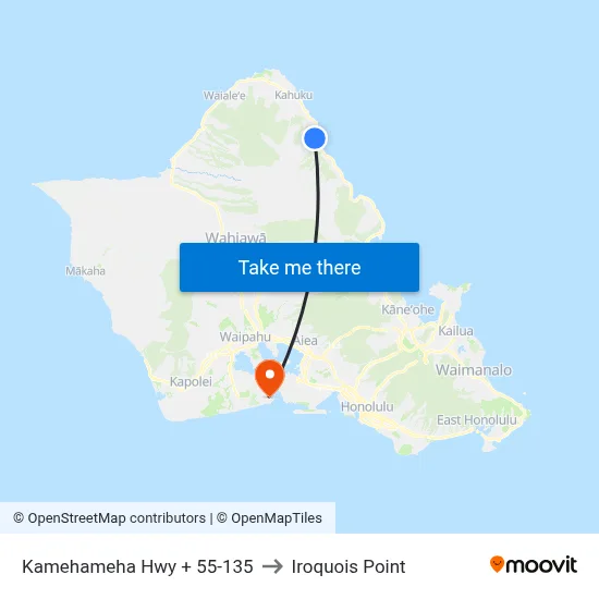 Kamehameha Hwy + 55-135 to Iroquois Point map