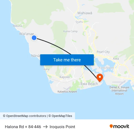 Halona Rd + 84-446 to Iroquois Point map