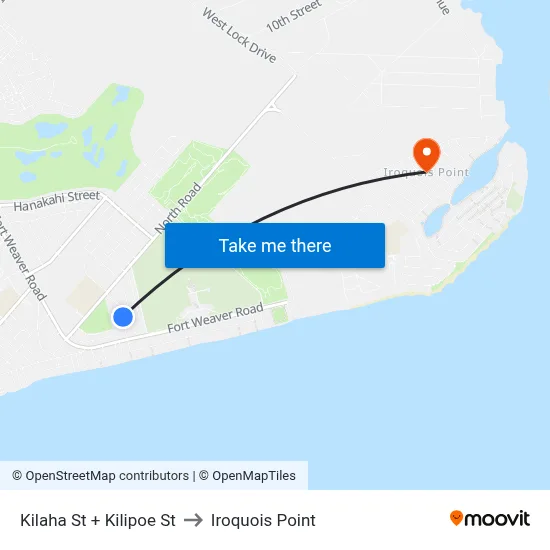 Kilaha St + Kilipoe St to Iroquois Point map