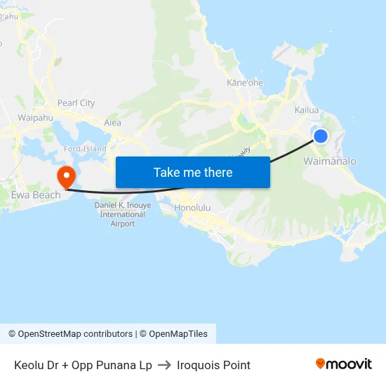 Keolu Dr + Opp Punana Lp to Iroquois Point map