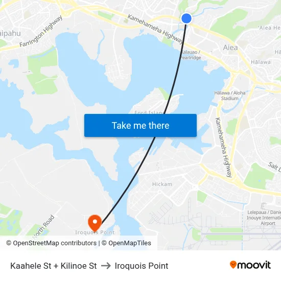 Kaahele St + Kilinoe St to Iroquois Point map