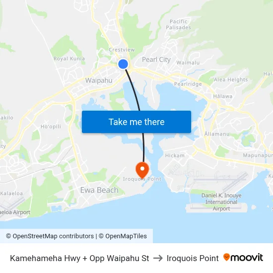 Kamehameha Hwy + Opp Waipahu St to Iroquois Point map