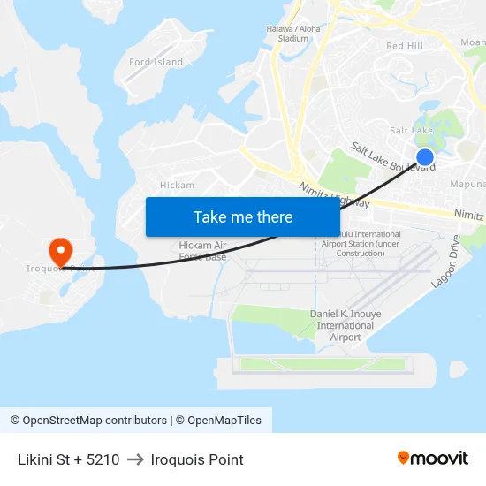 Likini St + 5210 to Iroquois Point map