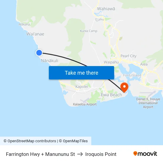 Farrington Hwy + Manununu St to Iroquois Point map