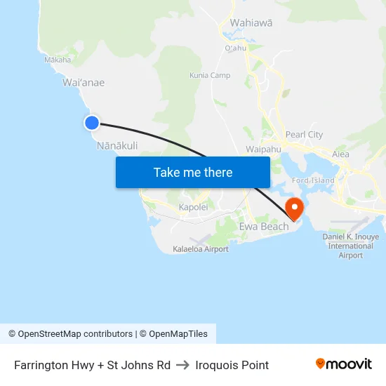 Farrington Hwy + St Johns Rd to Iroquois Point map