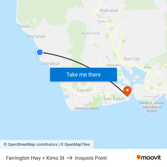 Farrington Hwy + Kimo St to Iroquois Point map