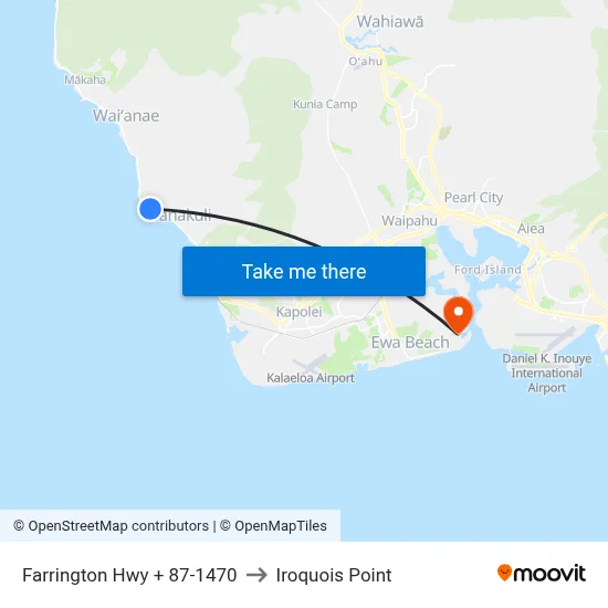 Farrington Hwy + 87-1470 to Iroquois Point map