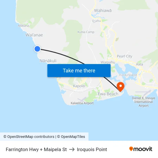 Farrington Hwy + Maipela St to Iroquois Point map