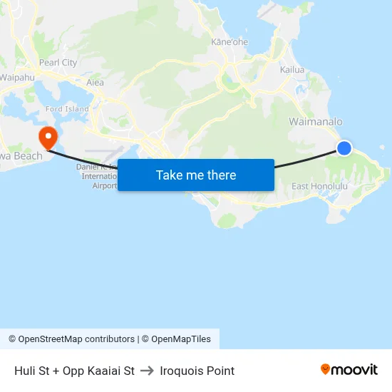 Huli St + Opp Kaaiai St to Iroquois Point map