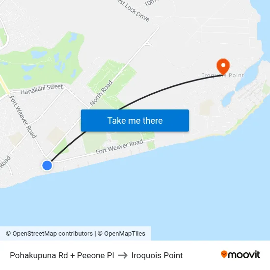 Pohakupuna Rd + Peeone Pl to Iroquois Point map