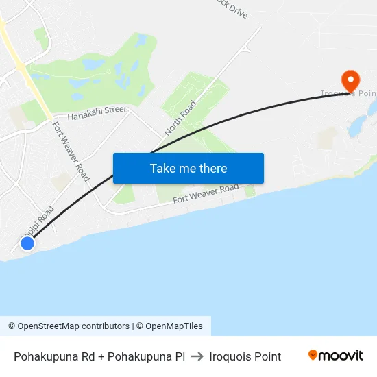 Pohakupuna Rd + Pohakupuna Pl to Iroquois Point map