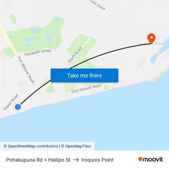Pohakupuna Rd + Hailipo St to Iroquois Point map