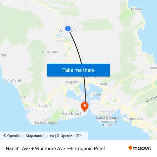 Naniihi Ave + Whitmore Ave to Iroquois Point map
