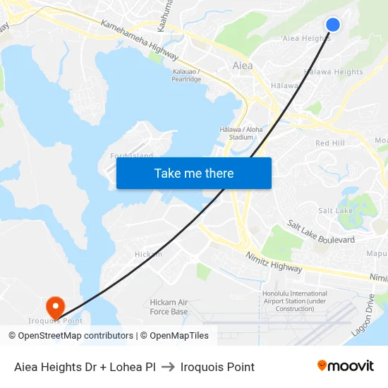 Aiea Heights Dr + Lohea Pl to Iroquois Point map