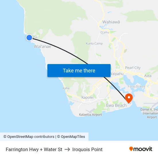 Farrington Hwy + Water St to Iroquois Point map