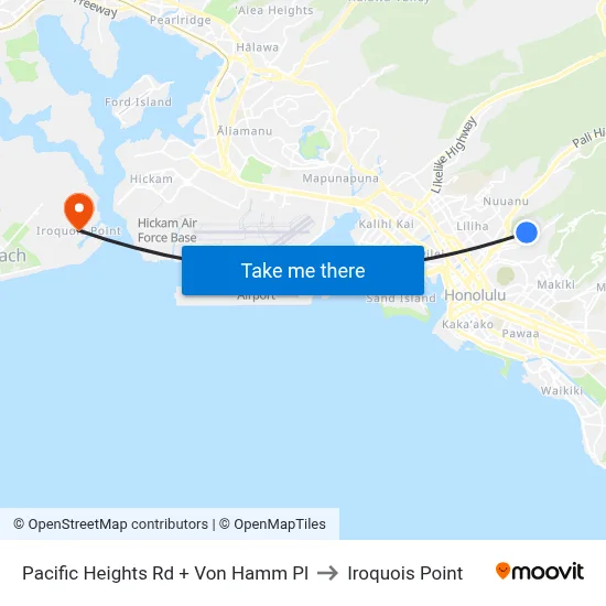 Pacific Heights Rd + Von Hamm Pl to Iroquois Point map