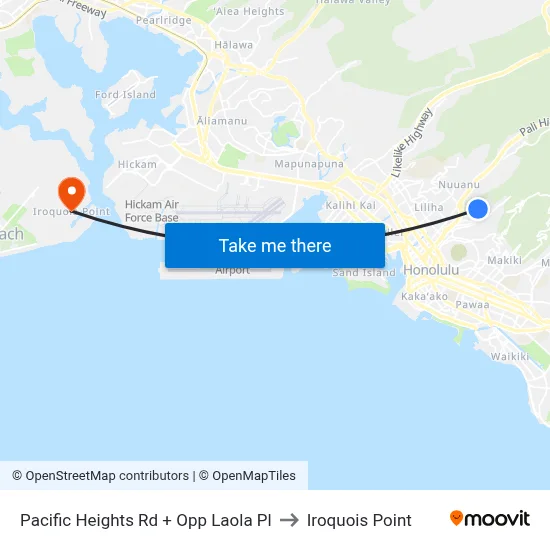 Pacific Heights Rd + Opp Laola Pl to Iroquois Point map