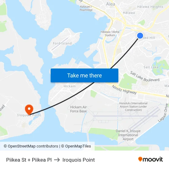 Piikea St + Piikea Pl to Iroquois Point map