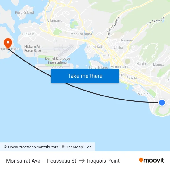 Monsarrat Ave + Trousseau St to Iroquois Point map