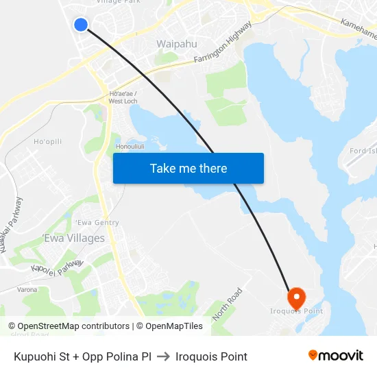 Kupuohi St + Opp Polina Pl to Iroquois Point map