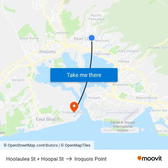 Hoolaulea St + Hoopai St to Iroquois Point map