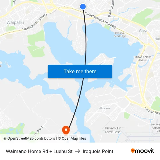 Waimano Home Rd + Luehu St to Iroquois Point map