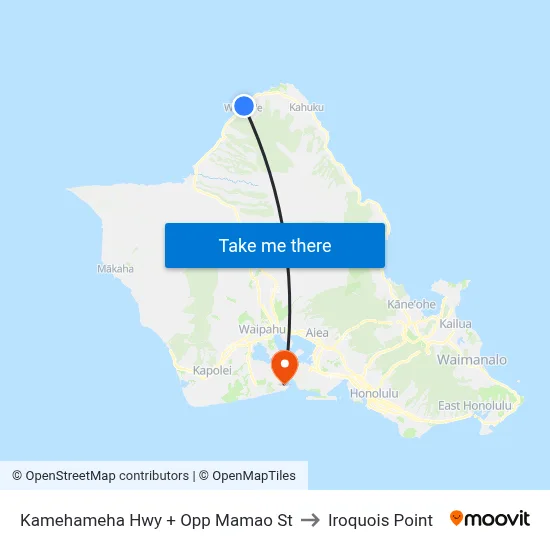 Kamehameha Hwy + Opp Mamao St to Iroquois Point map